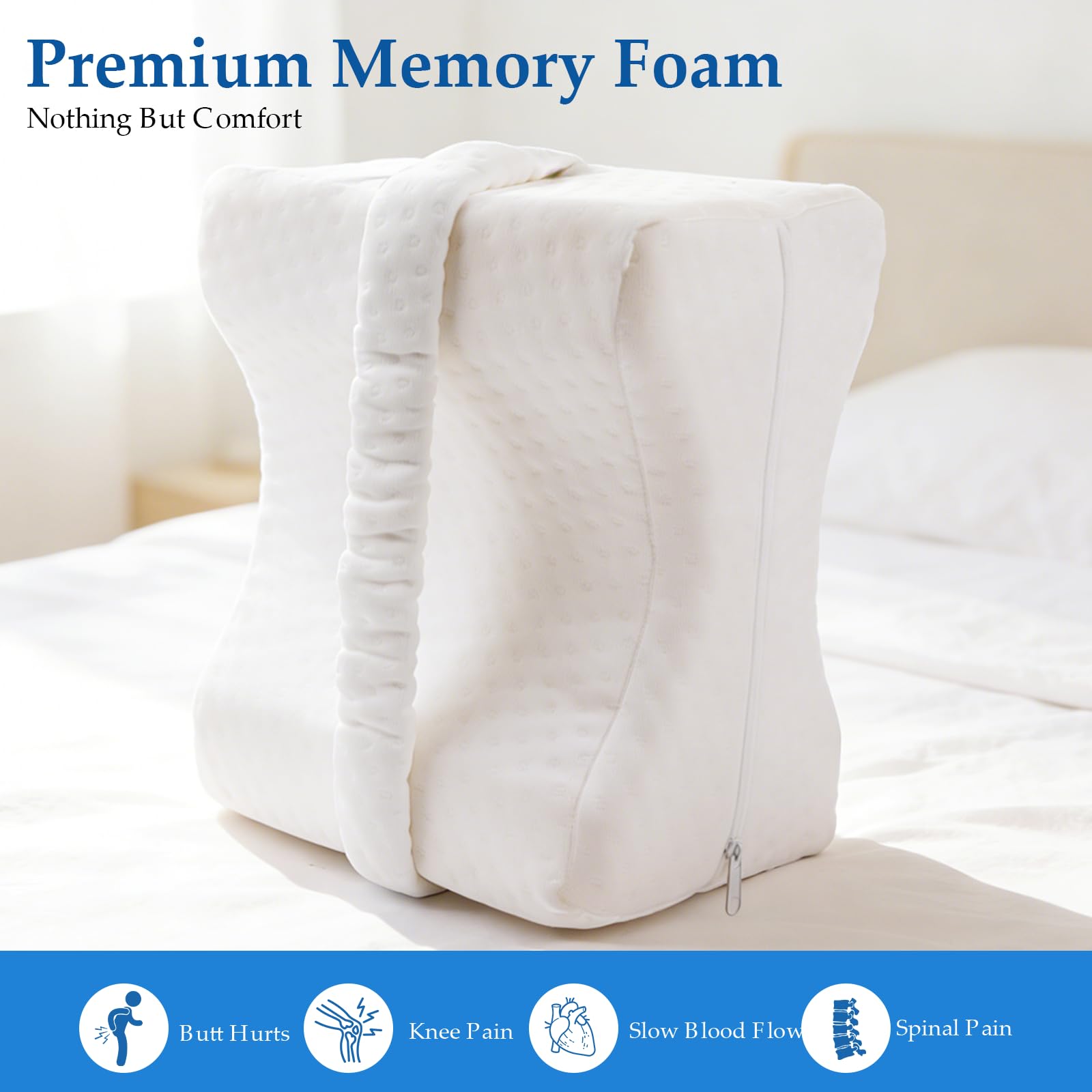 Almohada para Dormir de Lado, Almohada ortopédica para Rodilla, cojín ergonómico para Caderas, Espalda, piernas, Rodillas, Ayuda para el Dolor de ciática y el Embarazo, Blanco