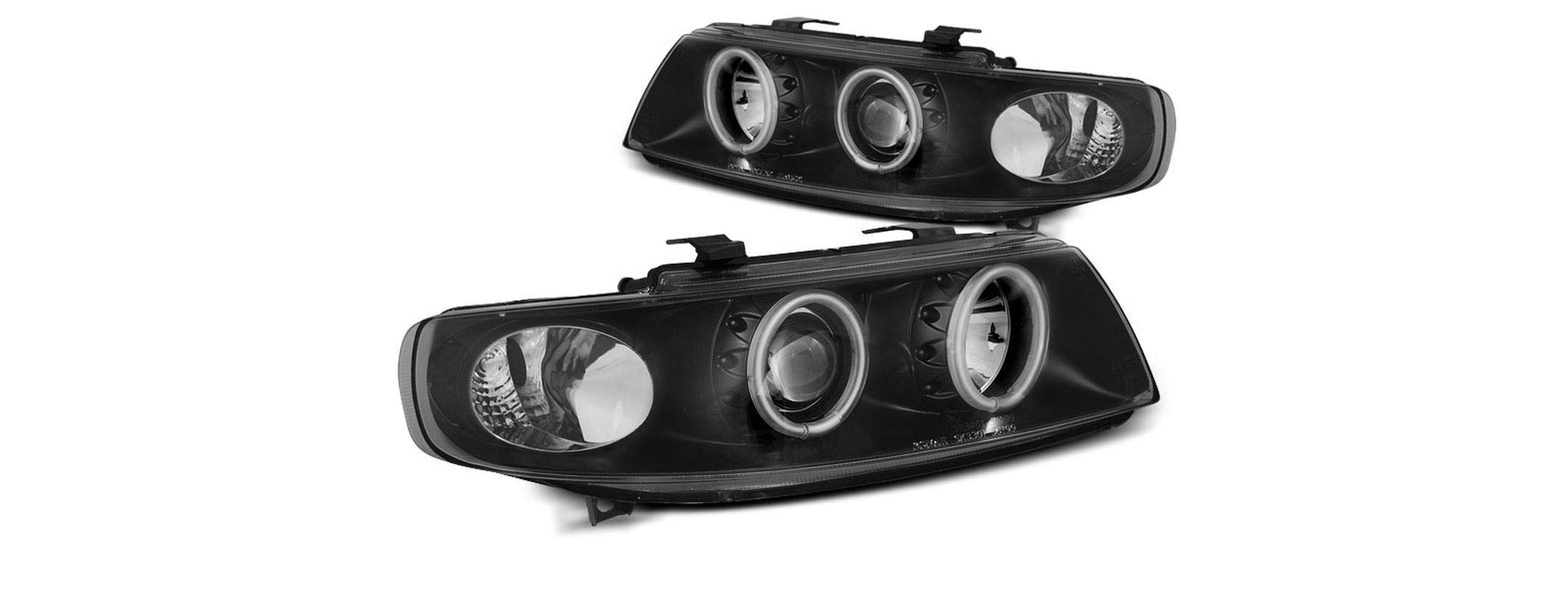Headlights VR-1550 Front Lights Car Lamps Car Lights Headlamp Headlamps Driver And Passenger Side Complete Set Headlight Assembly Angel Eyes CCFL Black compatible with Seat Leon