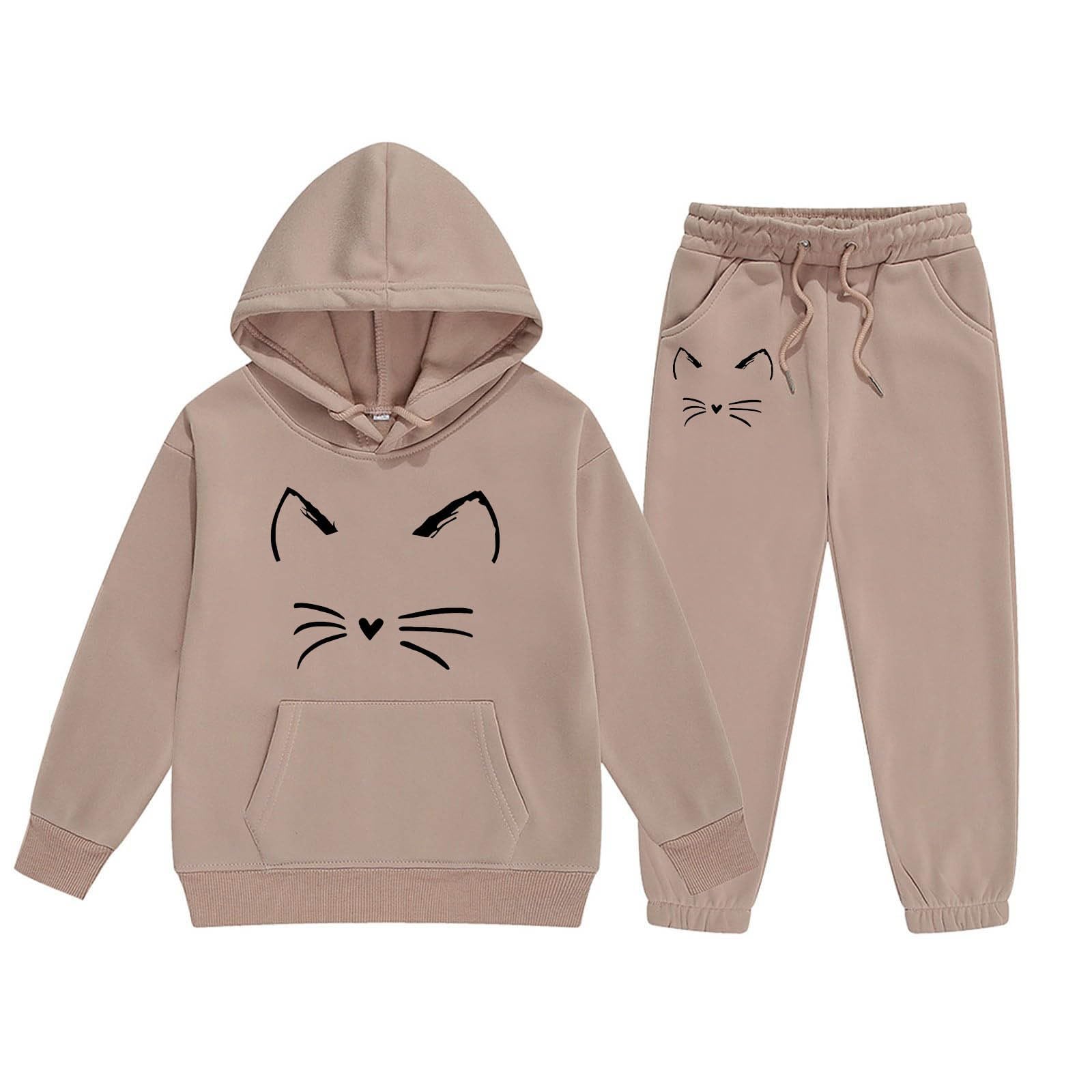 Conjunto infantil de sudadera contra el frío ropa cómoda estampada para niña 8