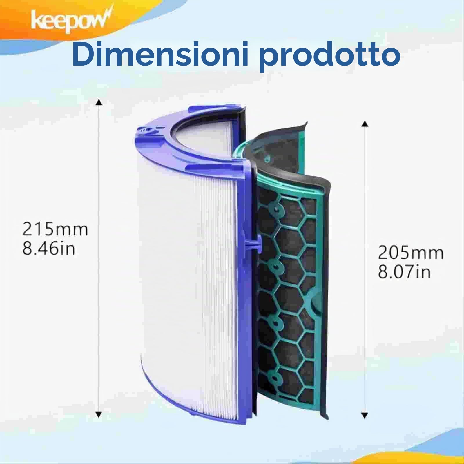 KEEPOW Filtro per Dyson Pure Cool HP04 TP04 DP04, filtro per dyson purificatore aria, Filtro Hepa di Ricambio per Dyson Pure Hot Cool, Sistema Filtrante Sigillato due stadi 360°, filtro carbone attivo