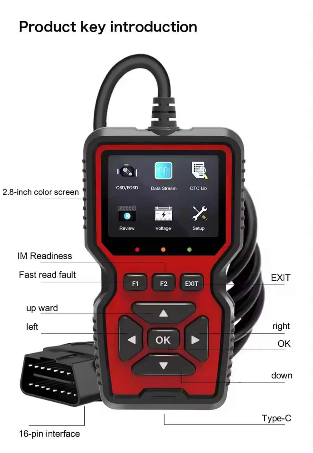 Rilevatore di Guasti Automobilistici, Scanner di Guasti al Motore con Dati in Tempo Reale, Ricerca di Codici di Guasto E Funzione di Cancellazione, per Tutte Le Auto con Protocollo OBD II.