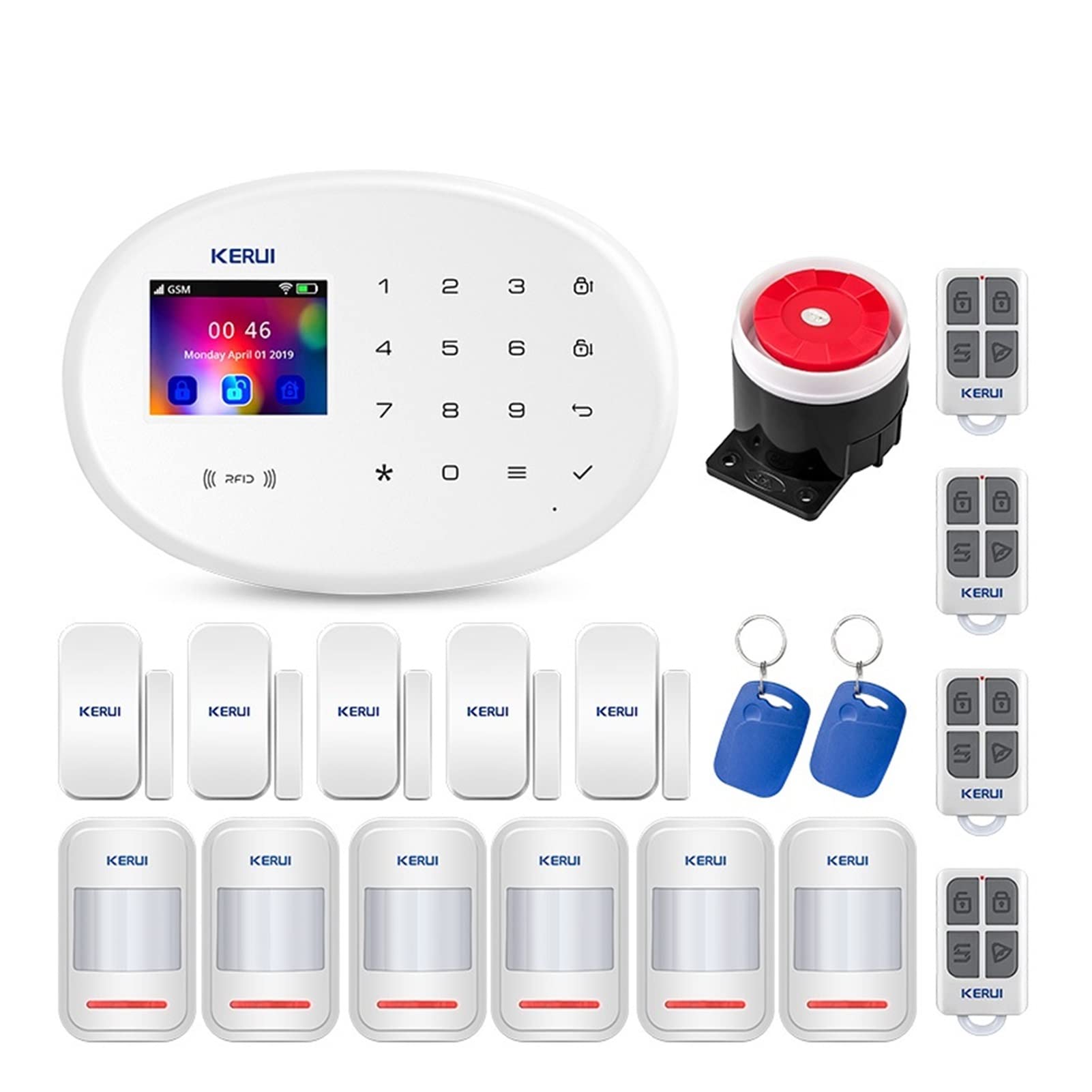 Kit de système d'alarme Smart TUYA WiFi GSM 4g Sécurité à la Maison App Commande à Distance Color Color Panneau Tactile Color Color Pir Capteur de Mouvement(KIT 1)