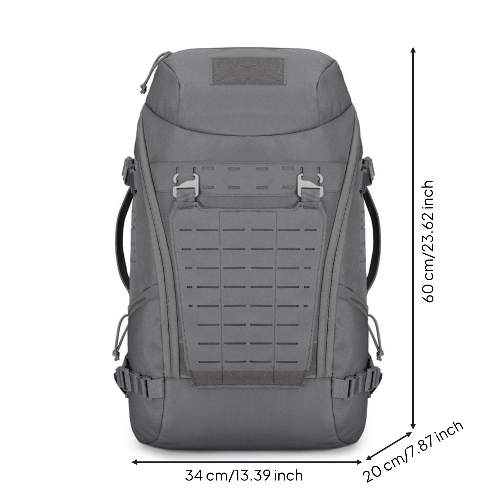 Zaino con Spallacci Imbottiti Ergonomico Zaino da Trekking Confortevole Borsa per Viaggiatori, Campeggio, Array, Grigio