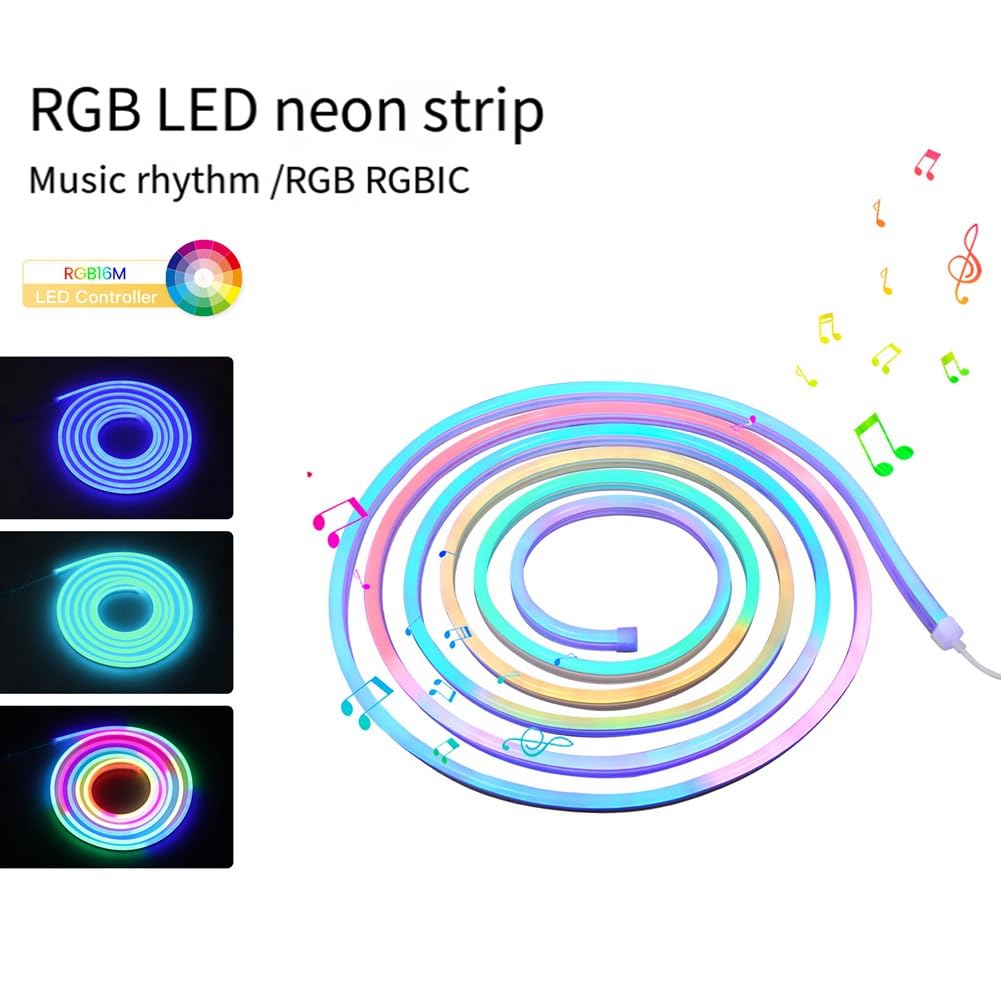 WiFi Graffiti Neon LED Strip Lights App Timing Color Tuning 1600MP Put Security RGB Color Rope Lights con enchufe UE