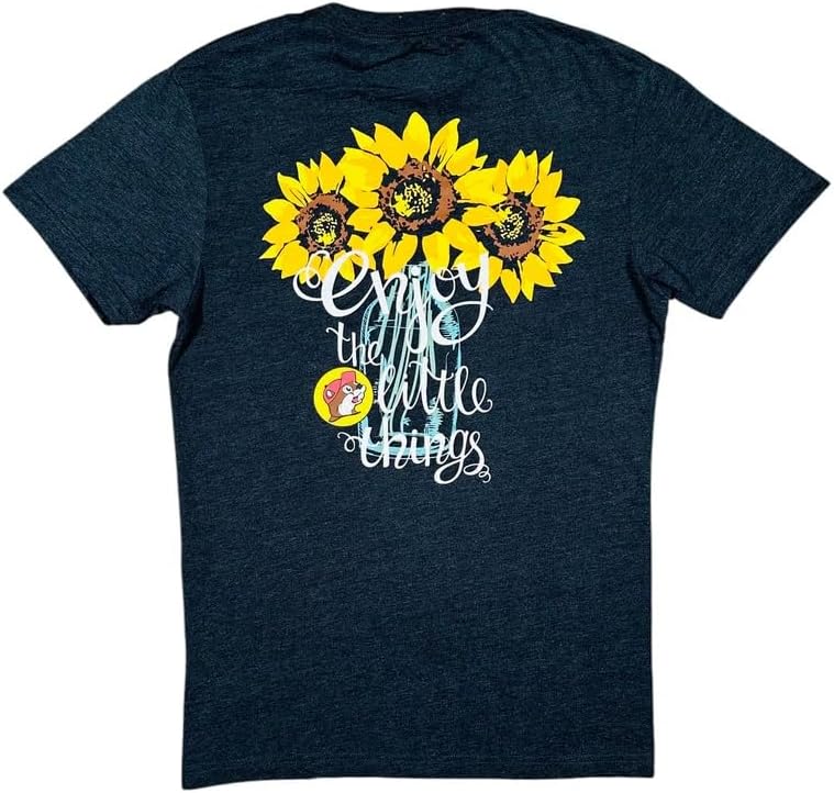Buc-ee's Sunflower Graphic T-Shirt, Charcoal Gray, Short Sleeve Small