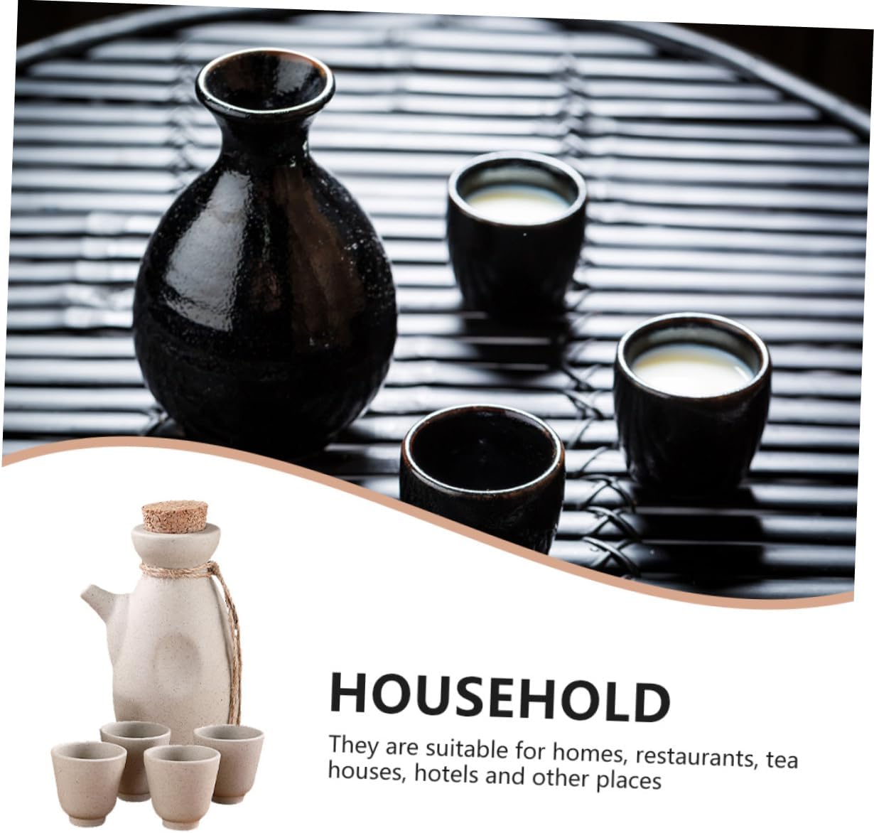 COLLBATH Ceramic Sake Pot Set Decorative Wine Serving Pot with Cups Each Japanese Style Sake Drinkware for Home Restaurants and Tea Houses