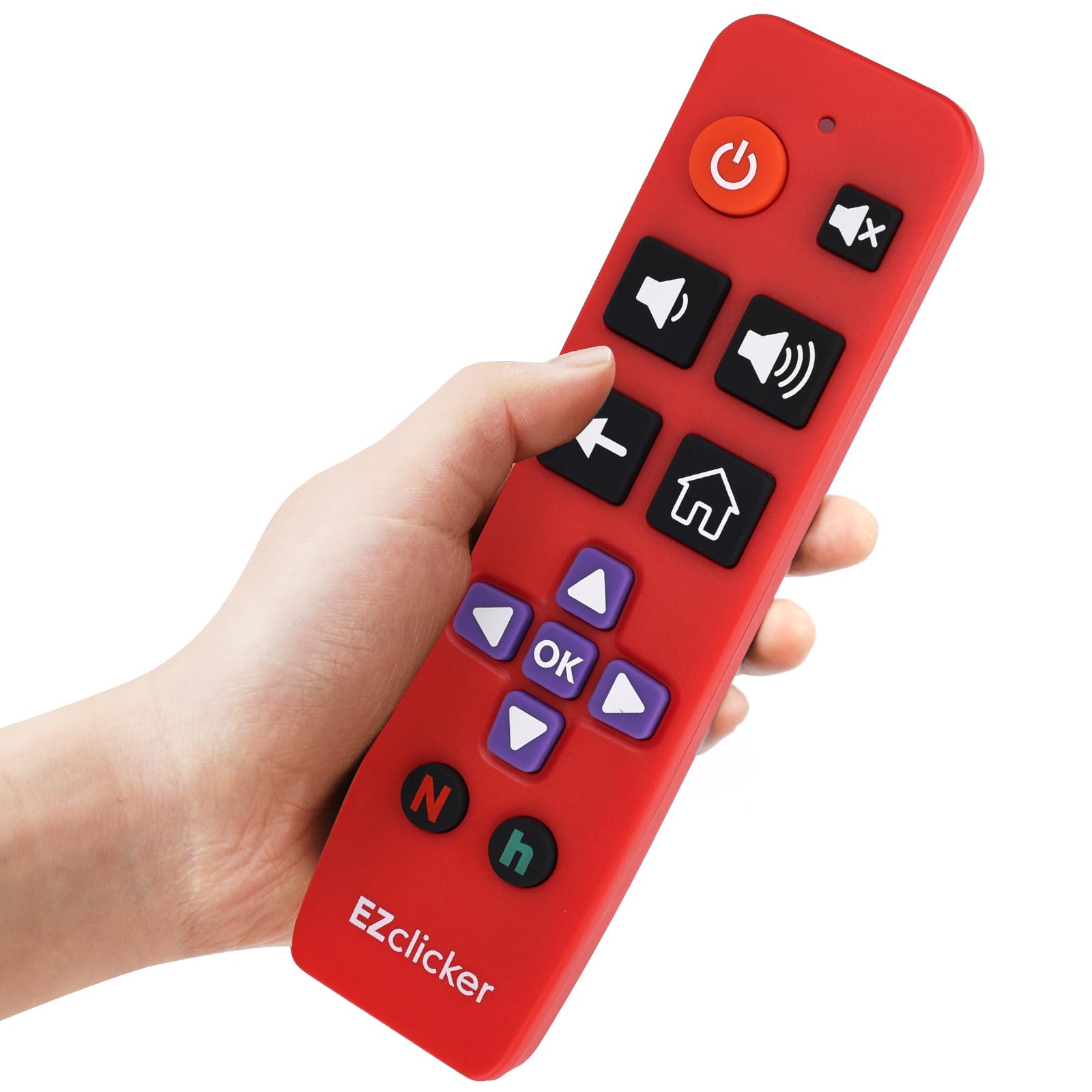 Roku Replacement TV Remote Compatible with Roku TV's ONLY Big Button TV Remote Control, Simple and Easy to Use, NOT Compatible with Roku Stick or Box (2xAAA Batteries not Included) (Red)