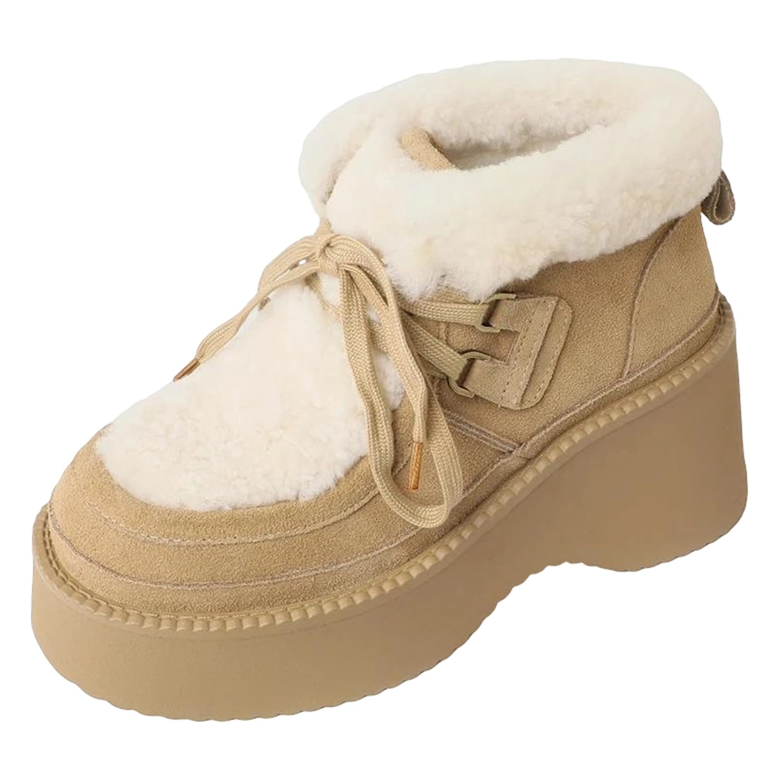 Womens Retro Ankle Booties Lace-Up Design With A Round Toe And A High Block Heel On A Sturdy
