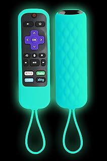 TOKERSE Glow Remote Cover for Roku Steaming Stick/Voice/Express/Premiere Remote - Silicone Case Cover for TCL Hisense Roku TV Smart TV Remote Control Replacement Cover Case Glow in The Dark - GlowBlue