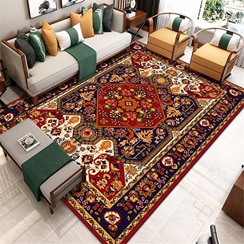 Tapis durable lavable rouge idéal pour sublimer une moquette salon abîmée - 2