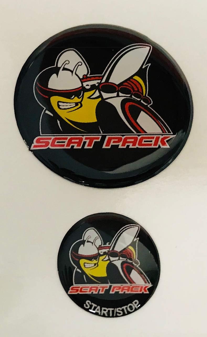 EzInstall Novelty Challenger Scat Pack Logo Domed Emblem for Fuel Door & Starter Button