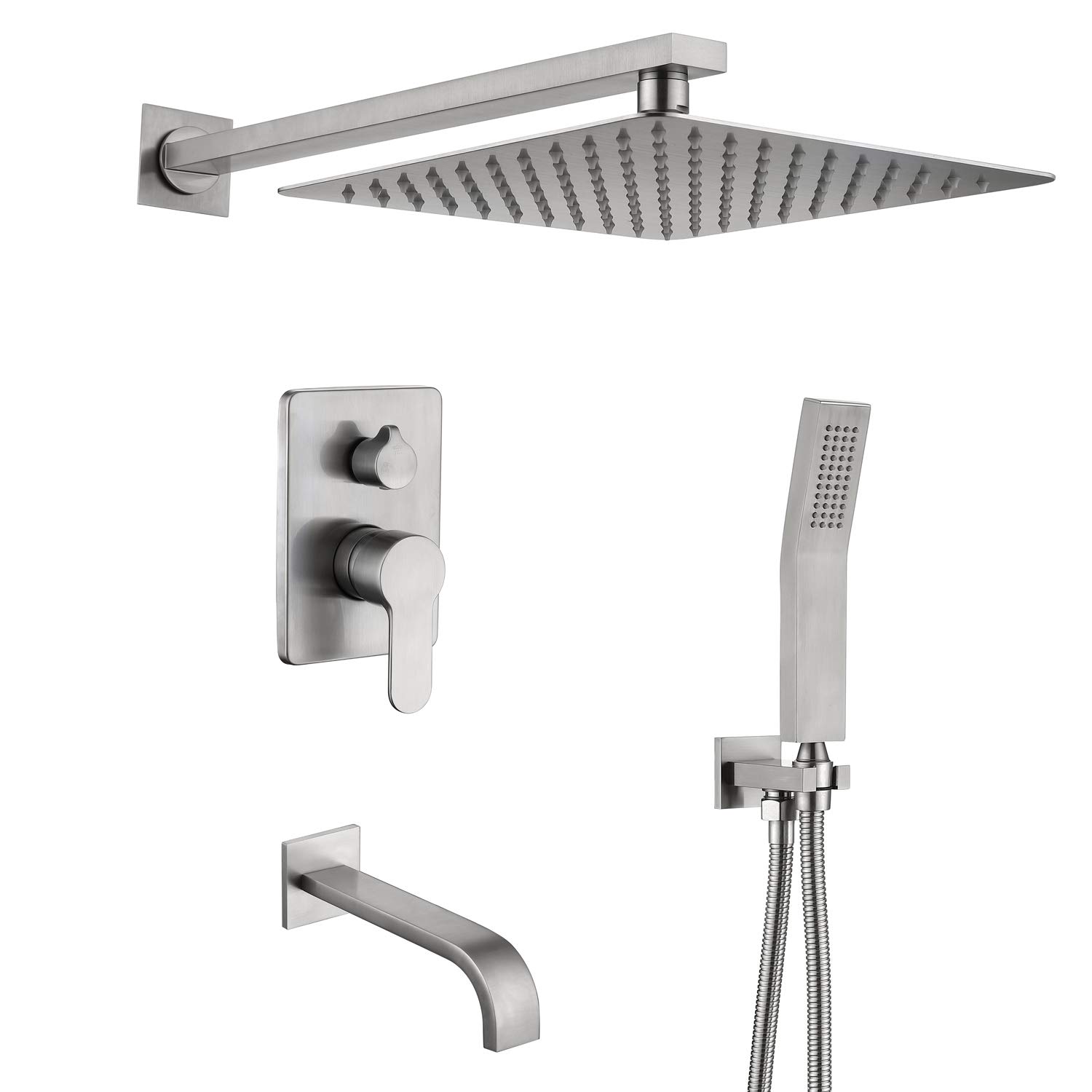 Bathtub Shower Faucet.Brushed Nickel Shower Faucets Sets Complete.10IN