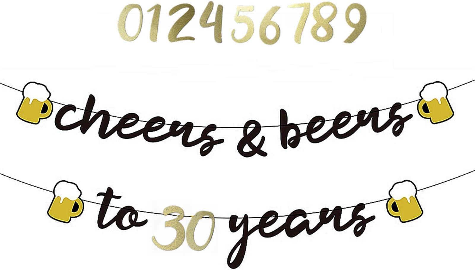 YiiiGoood Interchangeable Numbers Cheers to Any Age Banner Cursive Banner Happy Birthday Anniversary Bunting Party Decorations