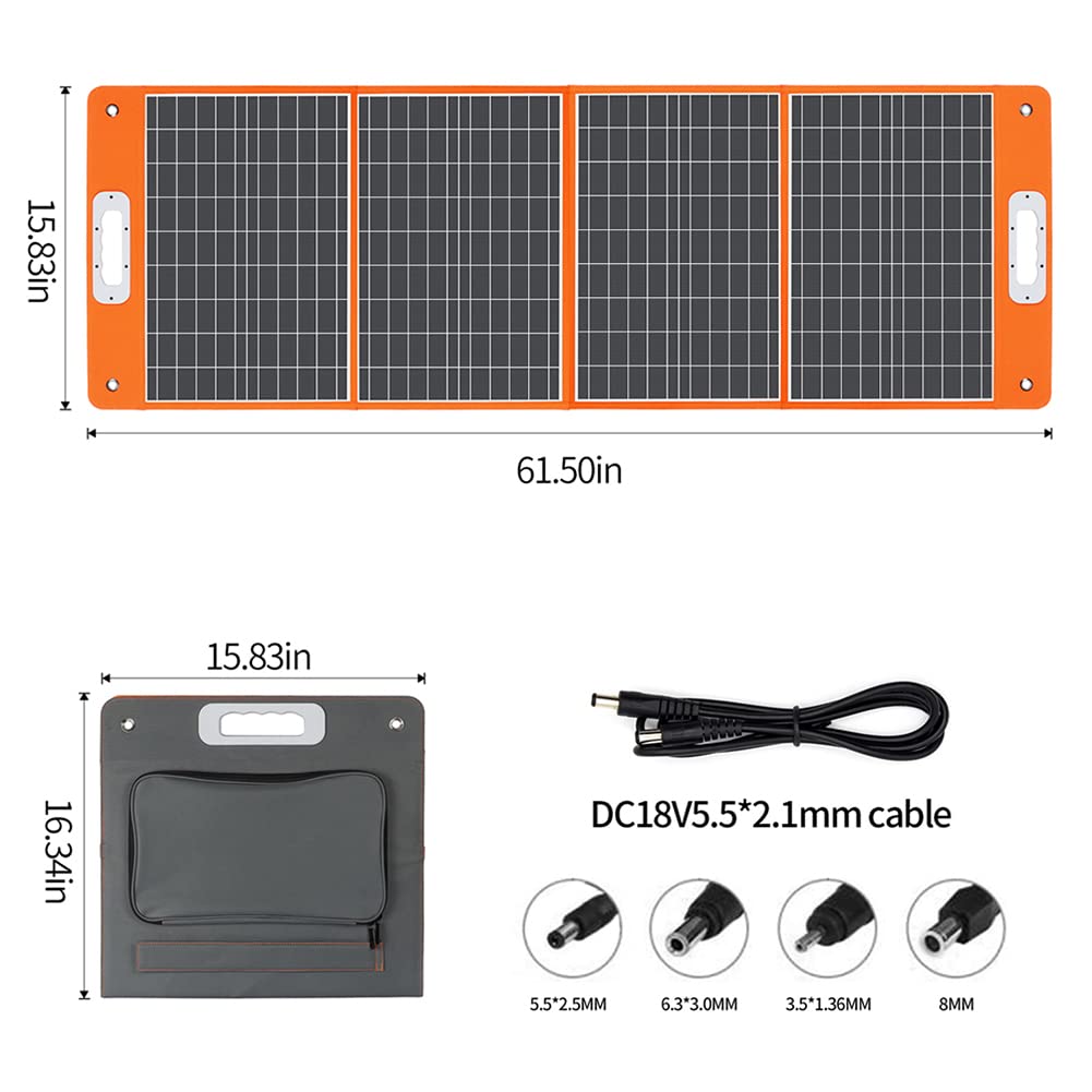 Kit de Panneau Solaire Portable, Valise de Chargeur Solaire étanche Pliable monocristallin, pour Voiture, Camping-Car, Bateau, Caravane, téléphones Portables, système Hors réseau