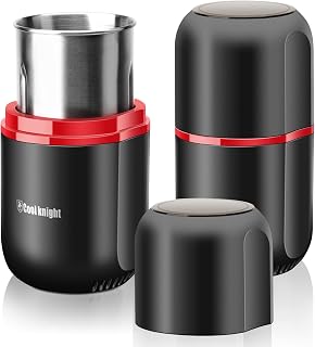 COOL KNIGHT Electric Herb Grinder - Large 120g Capacity Fast Spice Coffee Mill with Pollen Catcher Black 7.5"