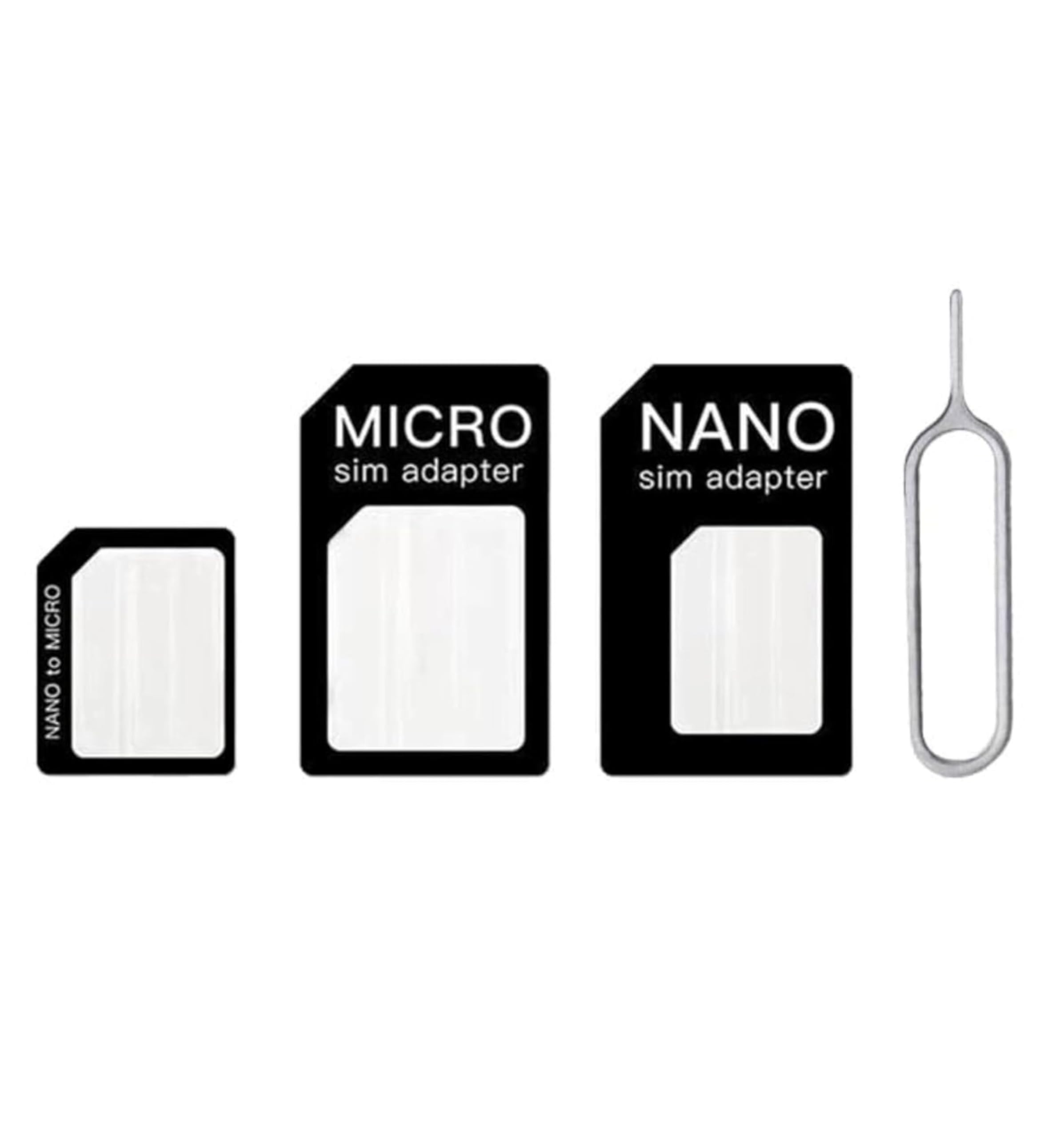 1X Adattatore SIM Card 3 in 1 | Nero | Converte Nano, Micro e Standard SIM | Include graffetta estrai SIM | Universale per smartphone, pratico da utilizzare