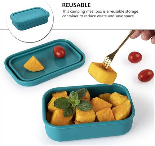 Miniatura 7 de UPKOCH Lonchera de silicona Bento con tapa, refrigerador, contenedor de alimentos reutilizable, soporte para frutas para preparación de comidas,