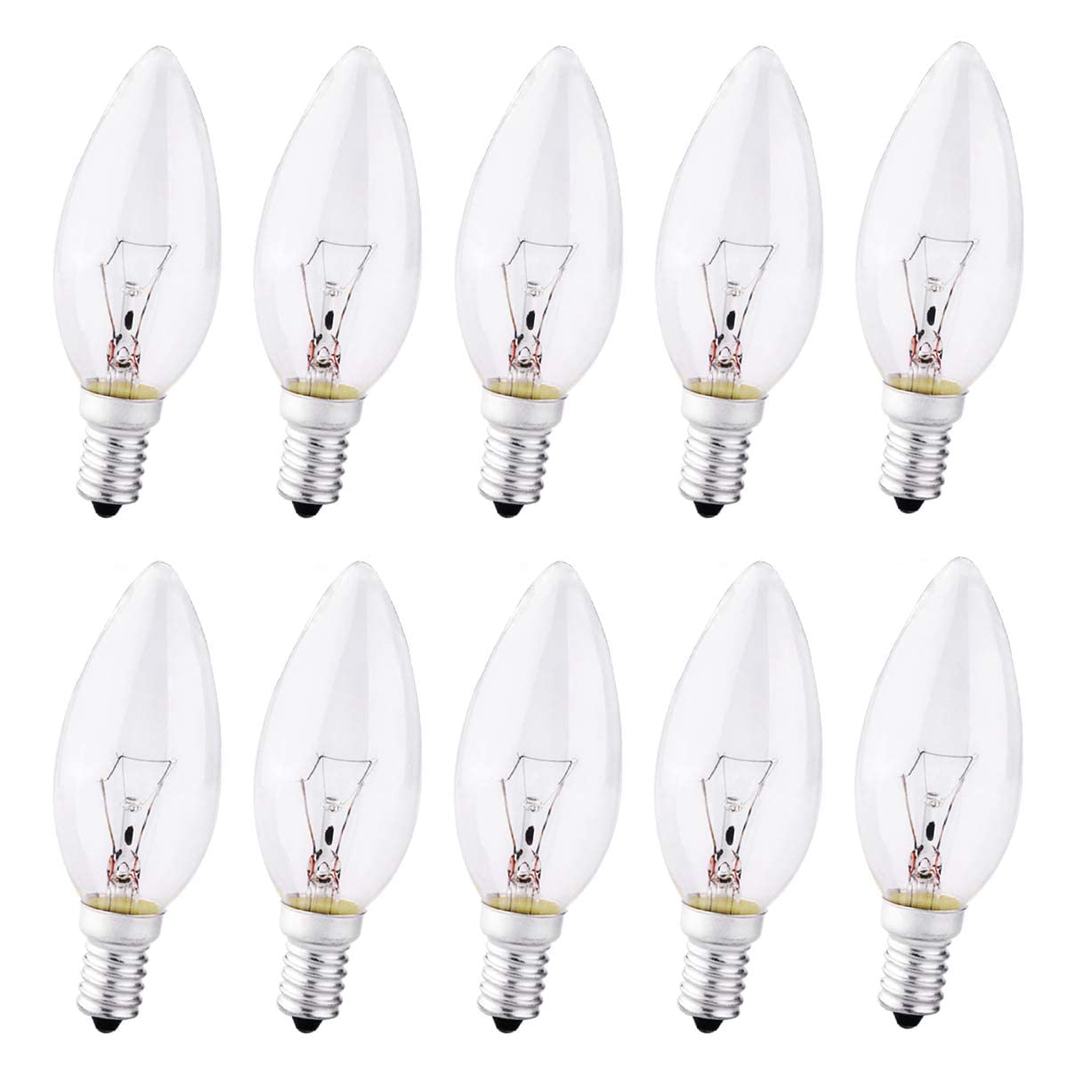 FanciBuy Dimmable Candle Bulbs 40W, 10 Pack E14 Small Screw Light Bulb, Warm White 2700K, 230V