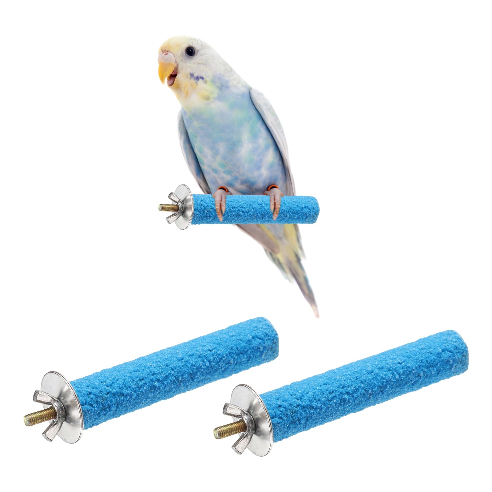 sourcing map Bird Perch Stand, Colorful Parrot Perch Paw Grinding Stick, Wood Rough-surfaced Perches 10 x 2 Cm, (Blue, 2 Pcs), Intended for Home/Animal Parks/Pet Stores