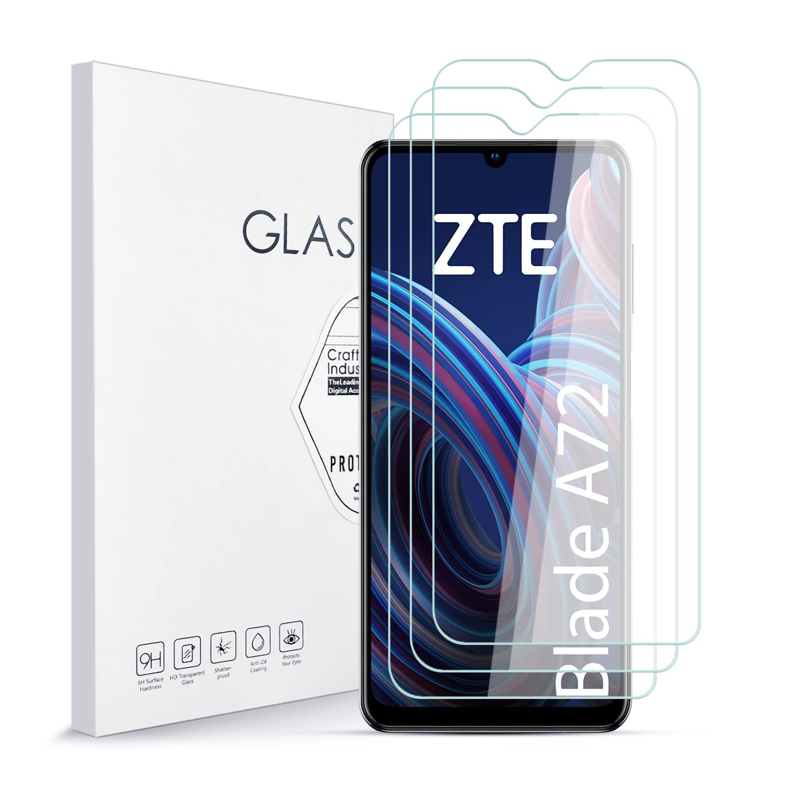 KNOXS 1 Pezzi Vetro Temperato per ZTE Blade A73 5G, 2 Pezzi Fotocamera Vetro Pellicola, Durezza 9H Protezione Schermo Anti graffio Anti-Bolle Pellicola Vetro (Trasparente