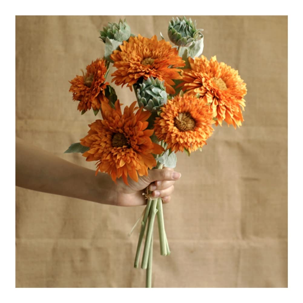 XDLEDMKIZ Creativity Artificial Flowers,fake Sunflowers Five Flowers And Three Flower Buds,Simulation Flowers for Table Decoration