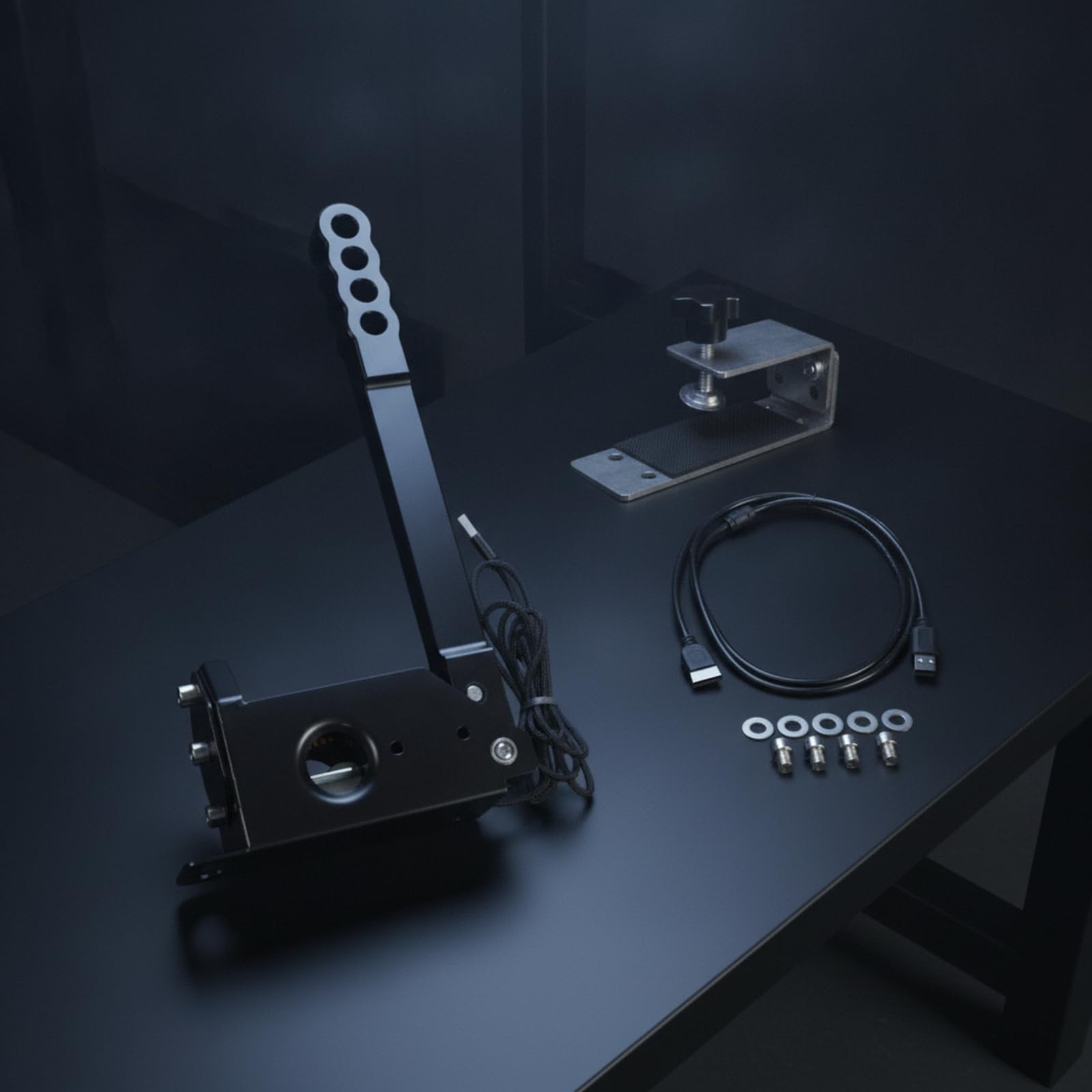 Hzoibyze Handbrake Freno de Mano de Sim para PC Controlador USB Palanca de Carreras Mando de Juego Aleación de Aluminio Modos Lineal y Botón con Respuesta, Freno De Mano Individual