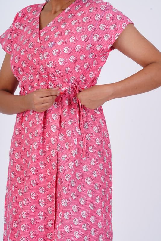 Image of MENMAII Wrap Dress [Size - L- 4XL ] - Full Open Multipurpose Night Gown -a Kind of Adaptive Clothing with Pocket for Women