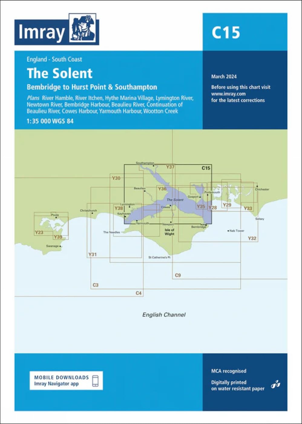 Imray Chart C15 The Solent: Bembridge to Hurst Point and Southampton (C Charts)