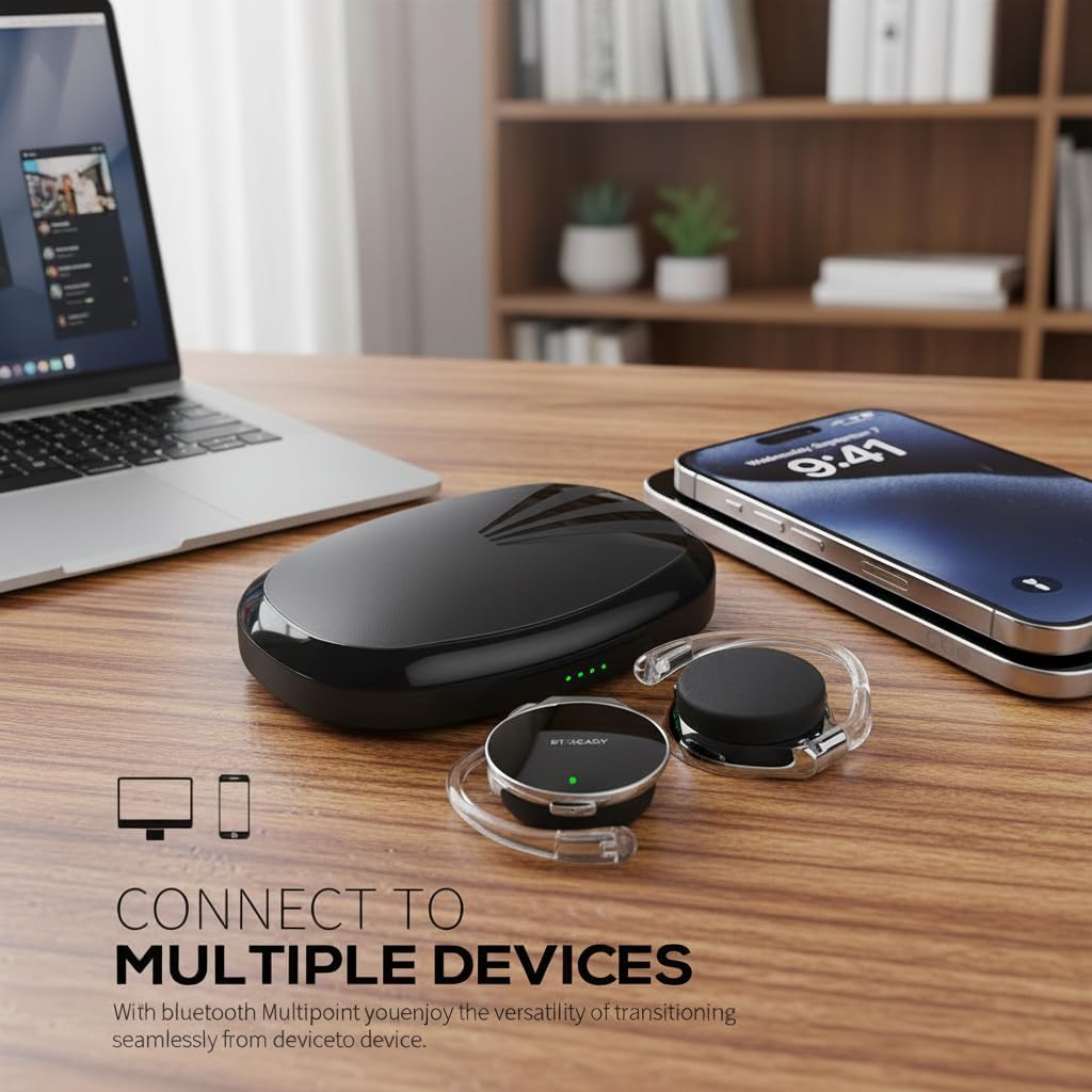 Wireless Headphones Ear Hook, 52Hrs Playtime, Open Ear Earbuds Bluetooth 5.4, Lightweight Headphones, Clip-On Ear Design, Dual Device Pairing, for Workouts - Image 3