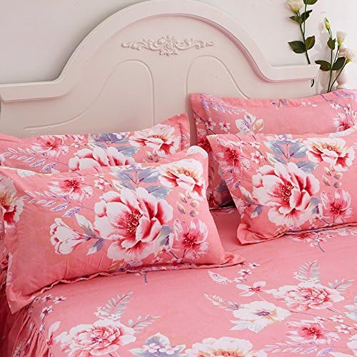 Miniatura 6 de Peony - Juego de sábanas y fundas de almohada de dos capas, color rosa intenso