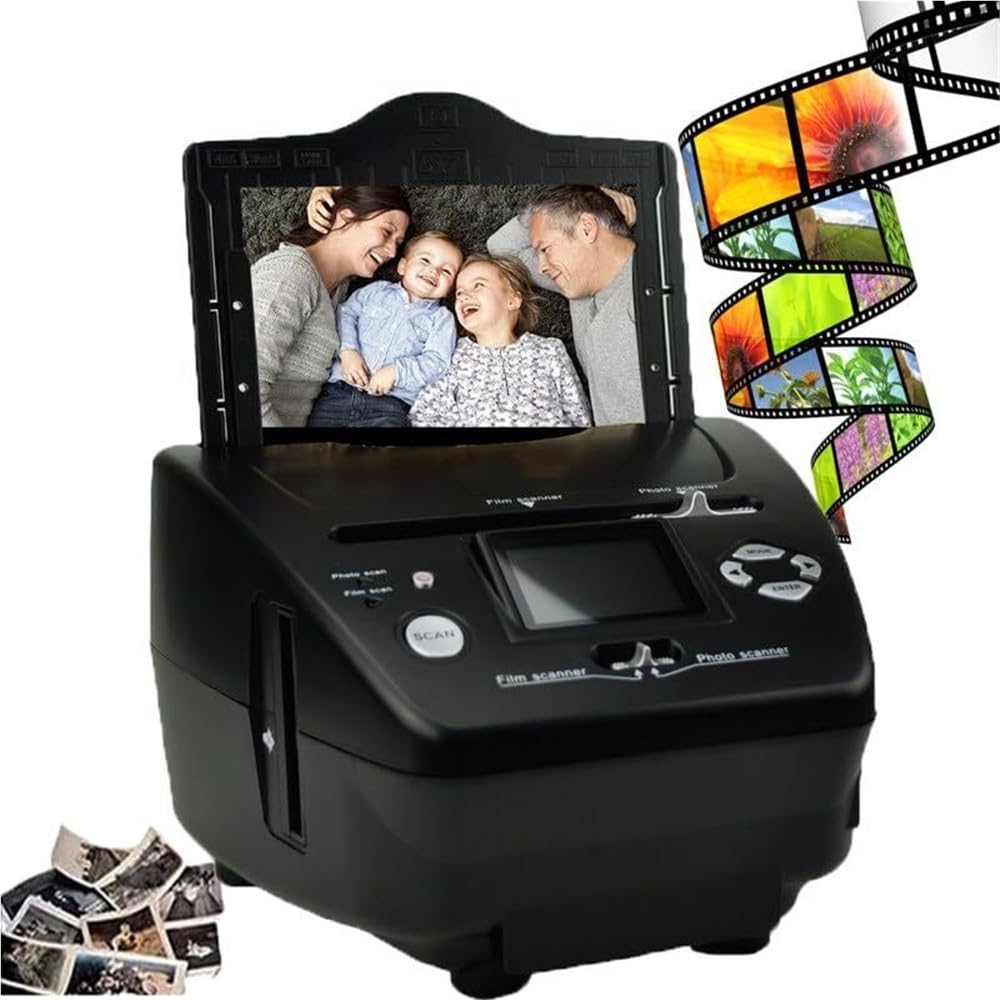 HEQIM Digital Scanner, Photo/Business Card/Film Scanner, 3*5/4*6/5*7 Paper Photos, Negative Scanner, Black
