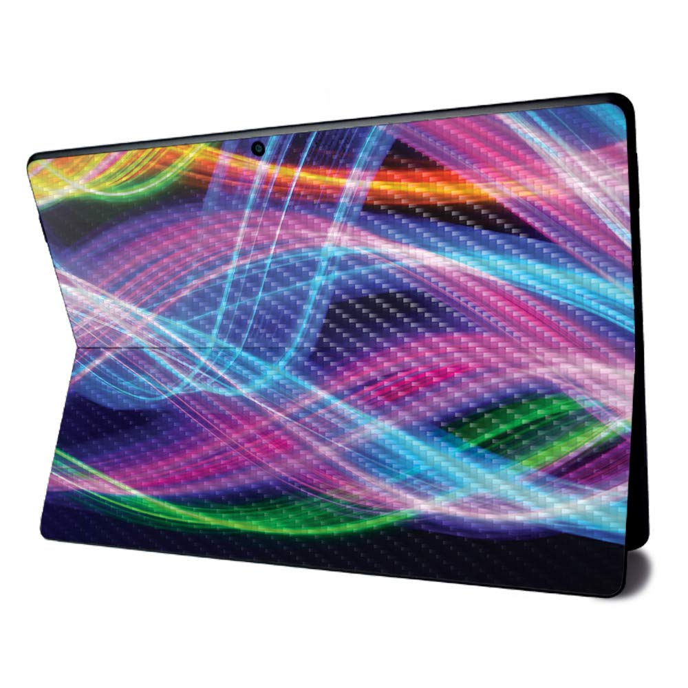 MightySkins Carbon Fiber Skin for Microsoft Surface Pro X - Light Waves | Textured Carbon Fiber Finish | Easy to Apply, Remove, and Change Styles | Made in The USA