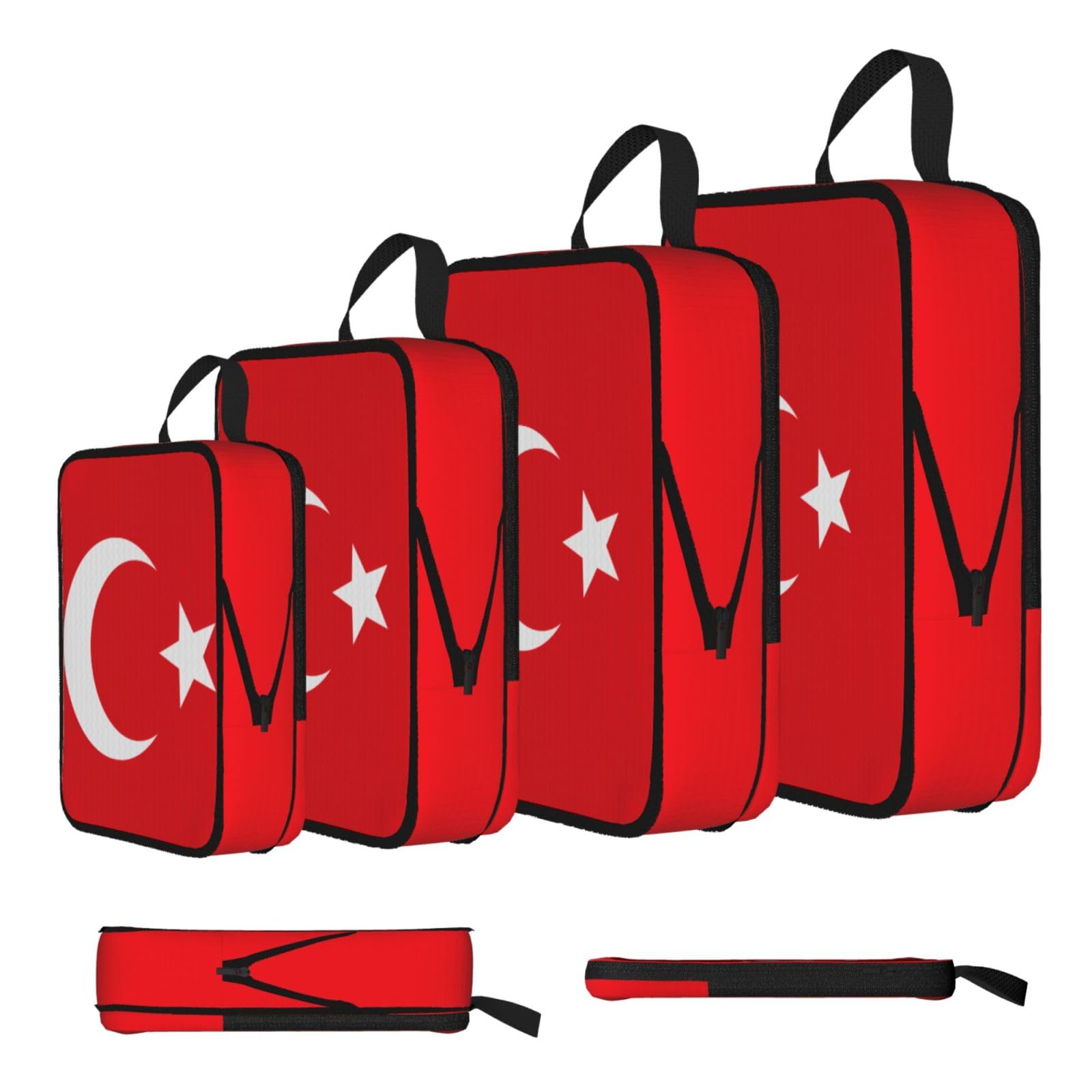 Sxzvvbn Black Flag Of Turkey Compression Packing Cubes 4 Piece Set