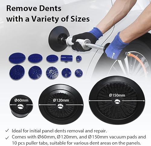 Miniatura 3 de FIRSTINFO - Kit neumático de extracción de abolladuras, martillo de succión al vacío, pistola de pegamento, palos y 10 pestañas de extracción