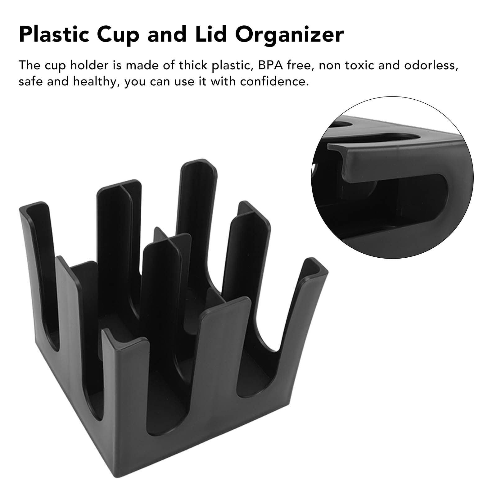 Yuecoom Cup Holder Square 4 Grids Disposable Coffee Cup Dispenser Organizer Coffee Station Organizer Plastic Cup and Lid Organizer for Restaurant Offices Coffee Shops