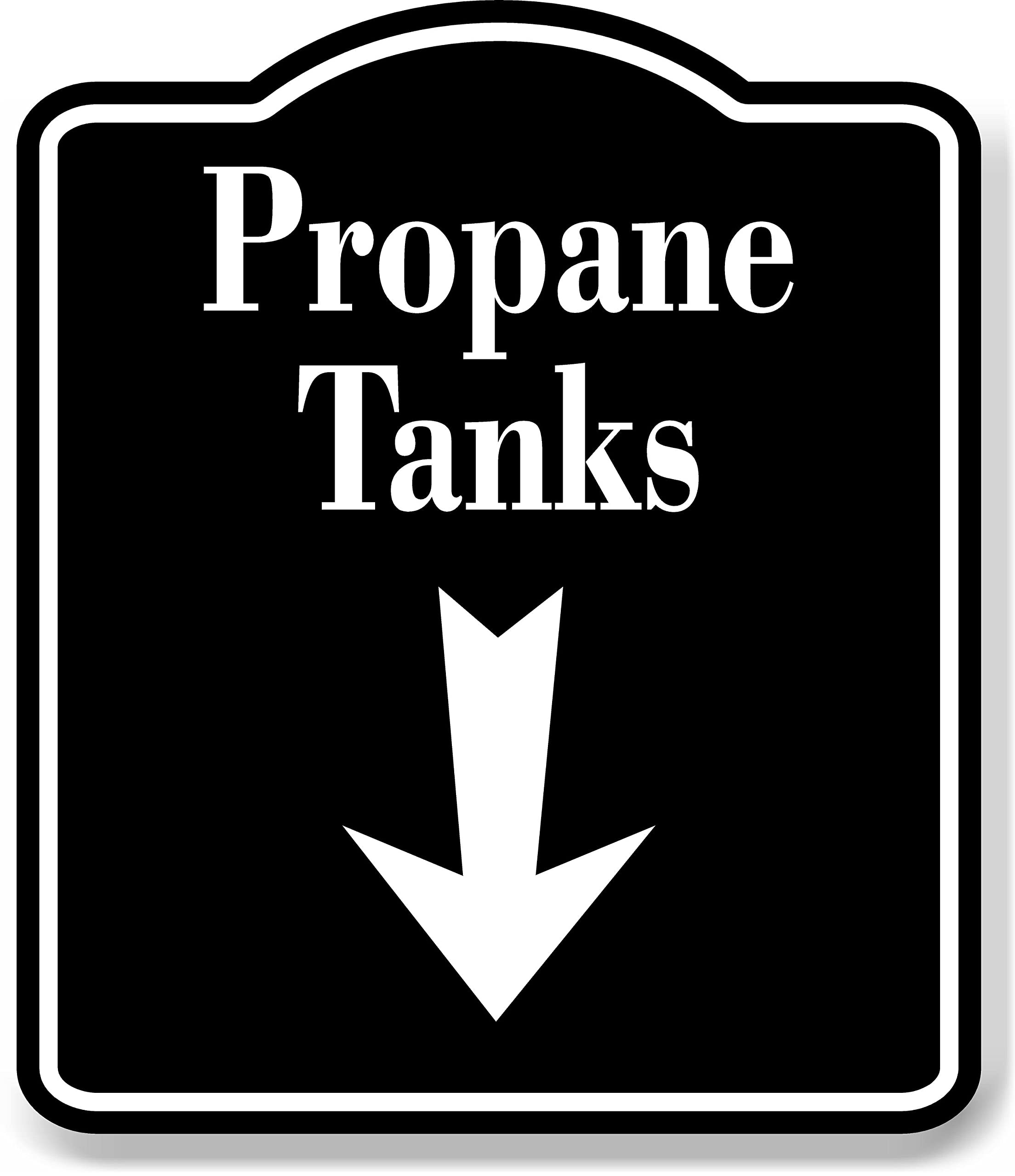 Propane_Tanks_Down_Arrow_BLACK Aluminum Composite Sign, 8.5