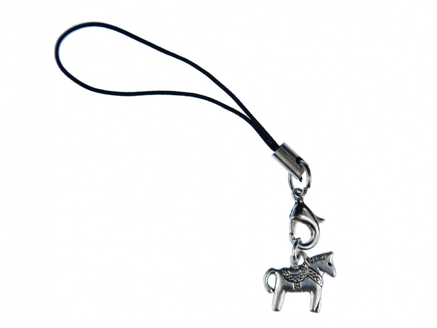 Miniblings Dala Horse Mobile Cell Phone Charm Pendant Silver
