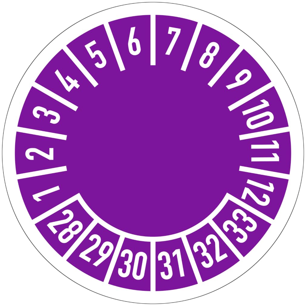 Dreifke® Prüfplakette Standard 2028-2033, Folie, Ø 30 mm, Rolle mit 500 Stück