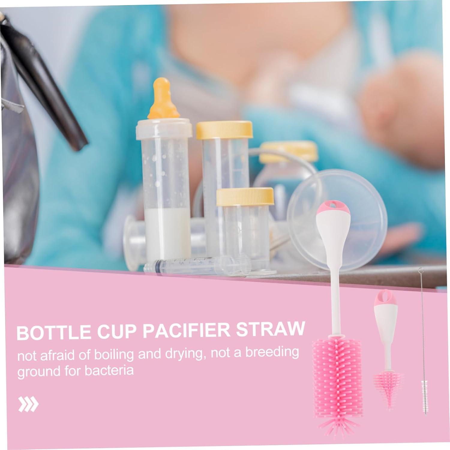 3pcs Bottle Brush Set for Newborn Bottle Months Cleaning Beans Long Handle for Easy Cleaning