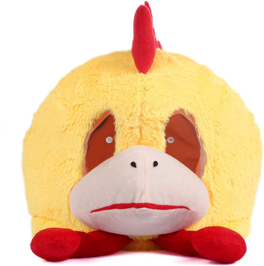 MatGui Plush Chicken Animal Head Mask Halloween Panda Mascot Head Mascot Costume Yellow