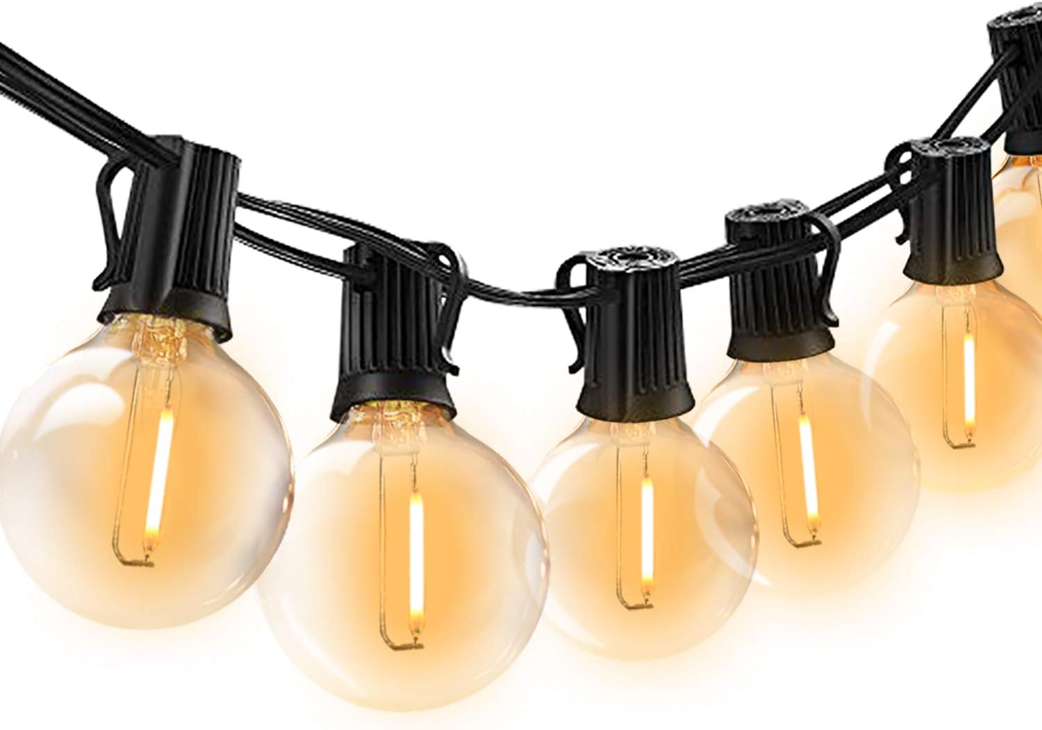 G40 LED String Lights 18Ft with 12Pcs LED Globe Bulbs 10Pcs Hanging Socket for Patio Garden Party Wedding Decorations 2 Spare Bulbs