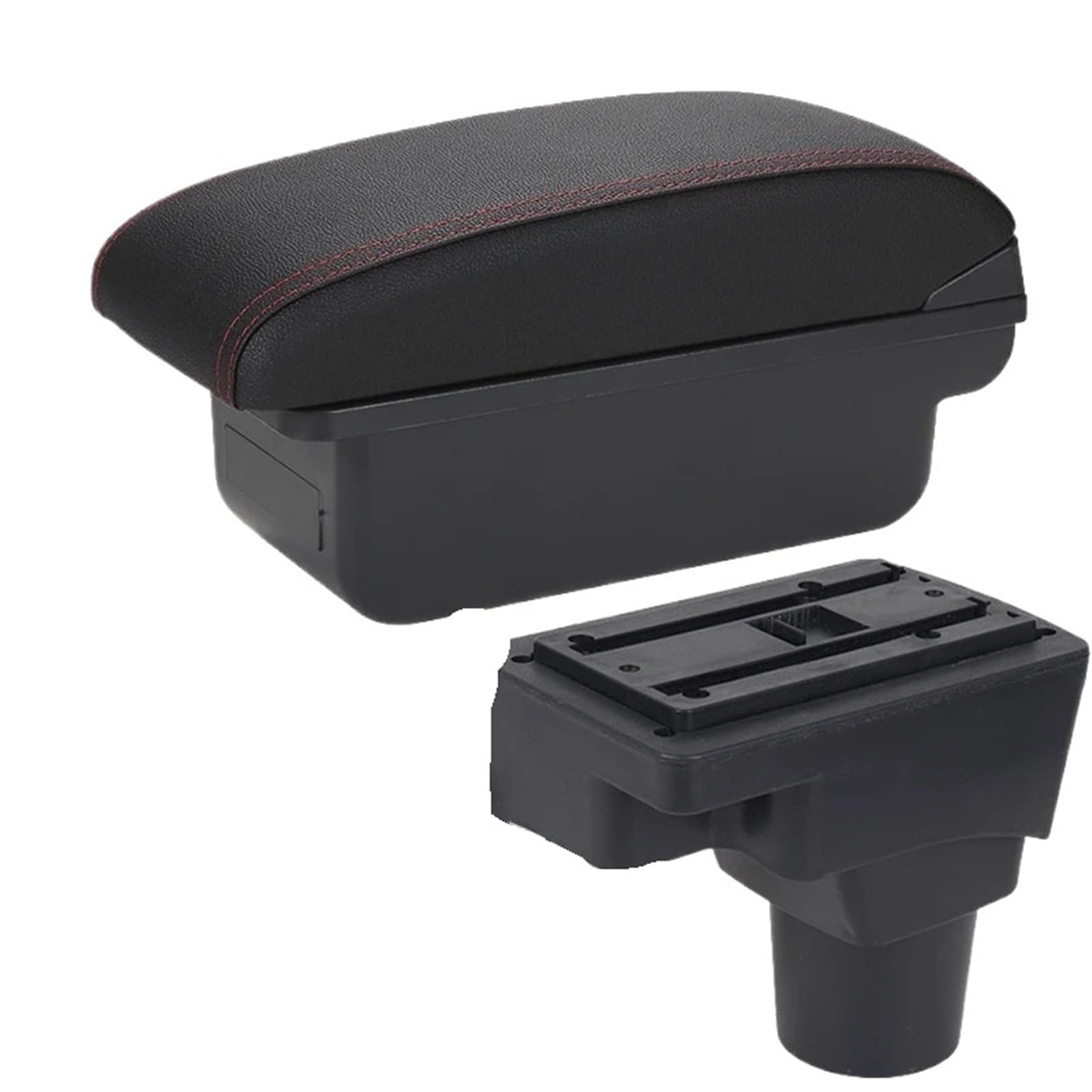 AWGNTQQ Car Armrests For Chevrolet For Aveo For Sonic Car Armrest Car Retrofit Parts Interior Storage Box Auto Parts(C1 Black red No USB)