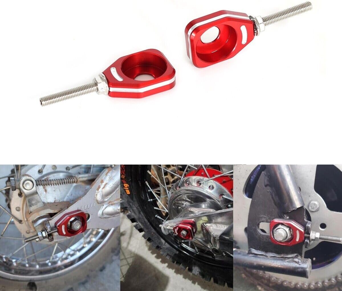 3D CNC CRF110F Rear Chain Adjuster Axle Blocks Accessories Compatible with CRF 110F 2013-2024 Off Road Dirt Bike 2X Rear Wheel Shaft Block Chains Adjustment Tool Swingarm Spool Tensioner