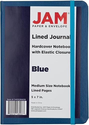 Vista 24 de JAM Papel® - anotadores de tapa dura revestido con cierre de banda elástica, Azul L Azul / Patchwork