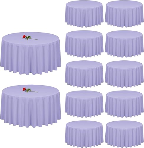 Miniatura 32 de YMHPRIDE Paquete de 12 manteles redondos de 90 pulgadas para mesas redondas, resistentes a las manchas y a las arrugas, lavables, mantel redondo