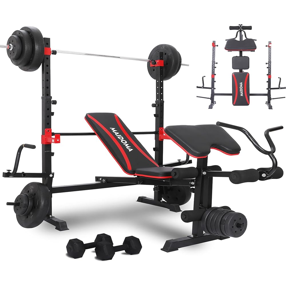 45/mo Finance MAIDOMA Olympic Weight Bench Set with Leg Extension