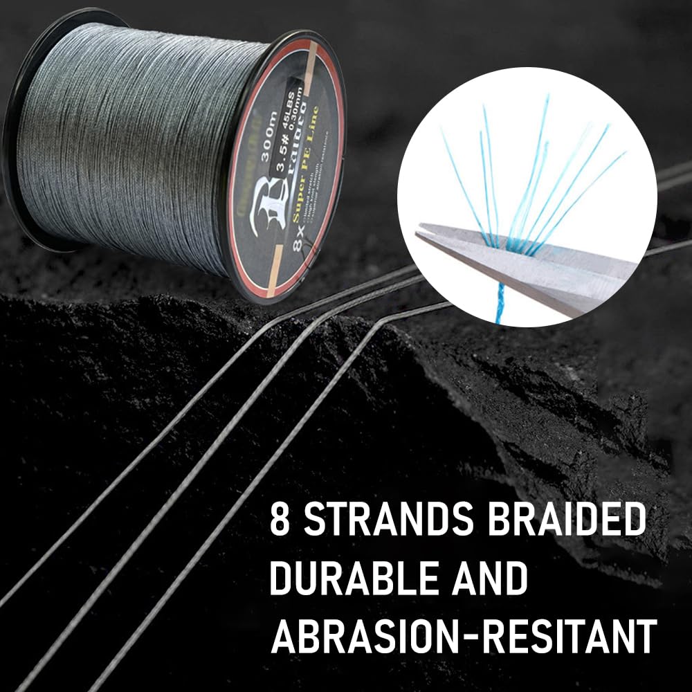 Lenza da pesca intrecciata in polietilene, 500 m, 8 fili, super resistente, resistente all'abrasione, per pesca in acqua salata e d'acqua dolce