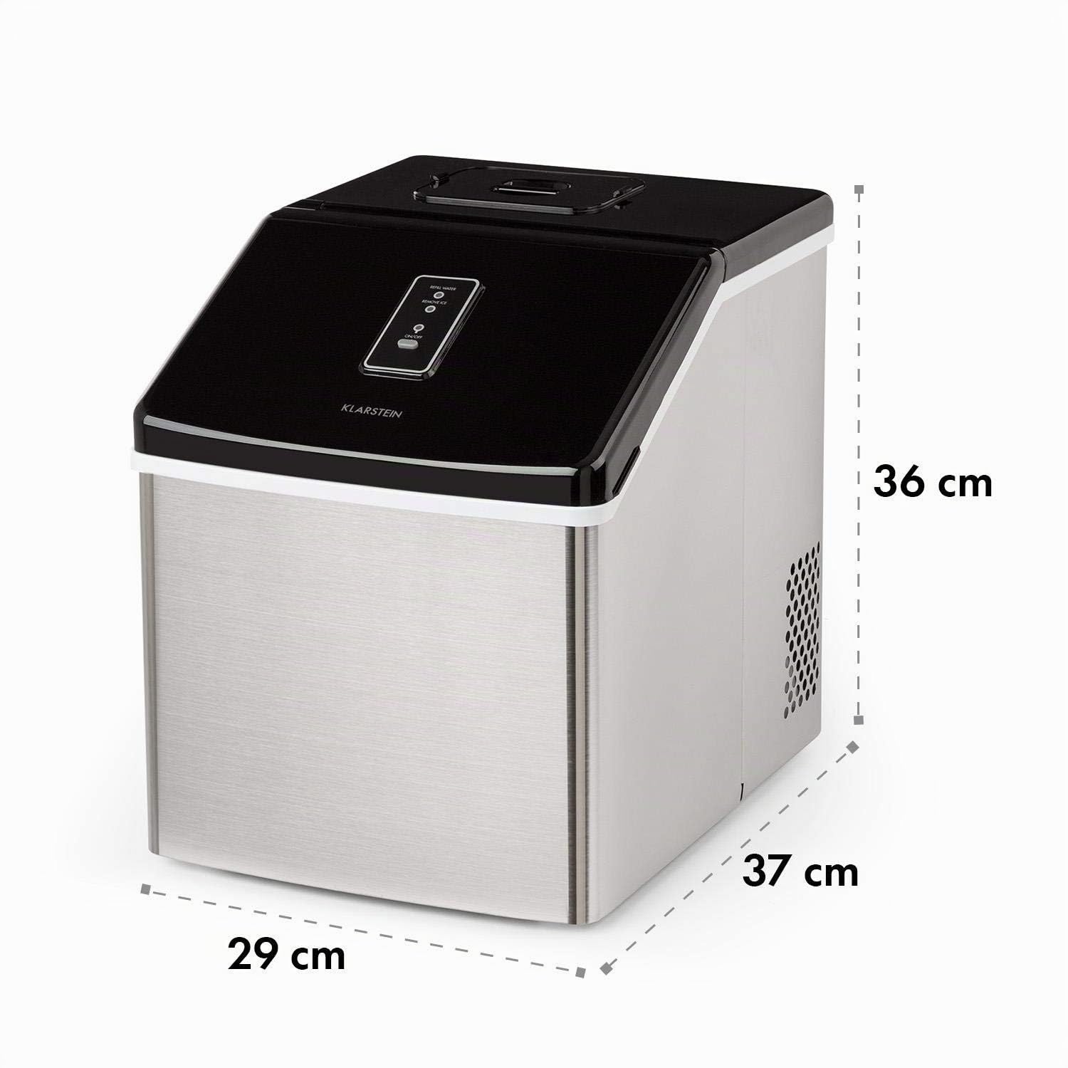 Klarstein Machine a Glacons pour la Maison, Capacité de 2.5L, Fabrique Rapidement Jusqu'à 13kg de Glacons, Machine à Glaçons de Taille Moyenne, Ice Maker avec Alarmes de Sécurité, Facile à Nettoyer