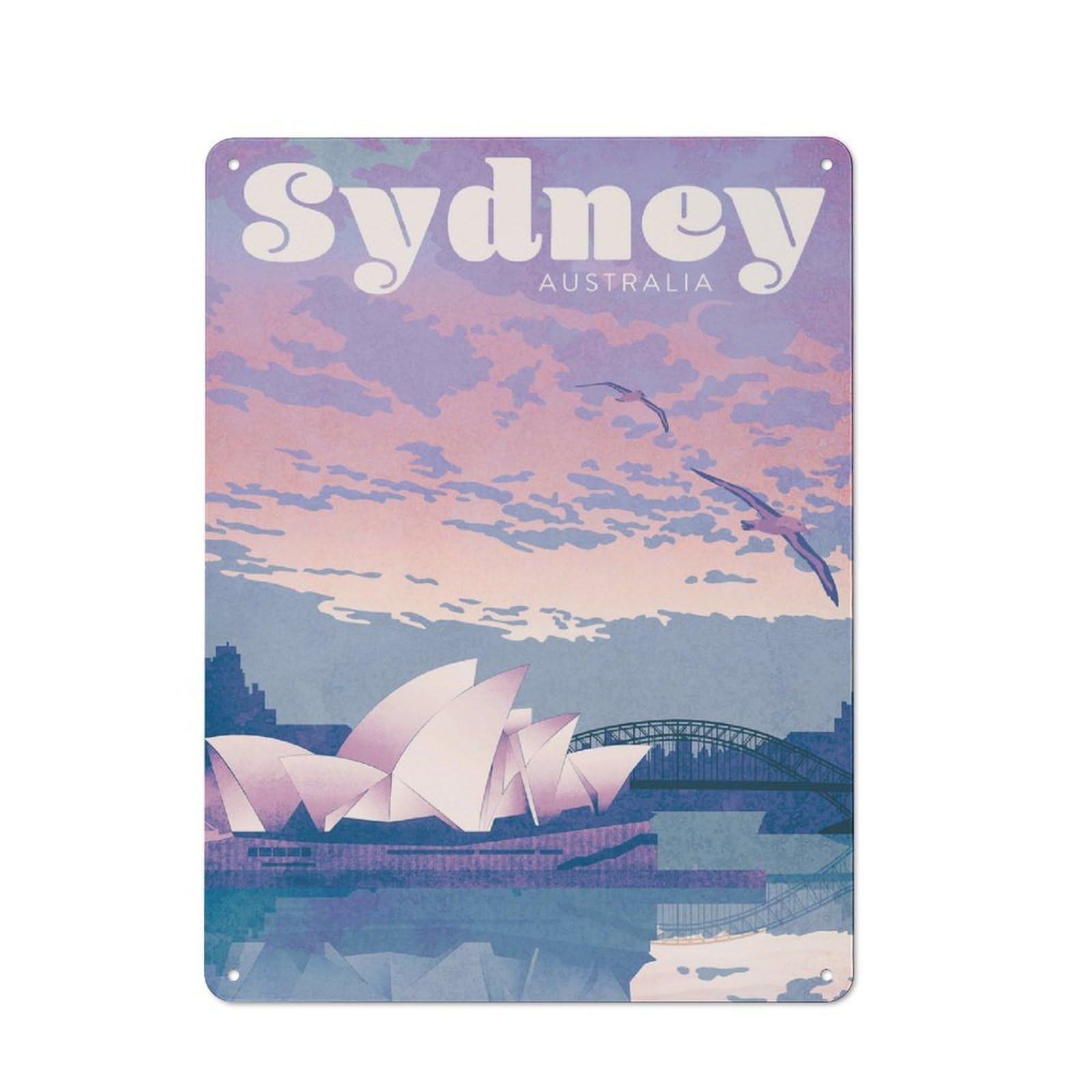 Sydney Australia Travel Farmhouse Metal Sign 40x30cm, Rustic Cottage Wall Art for Cottage, Kitchen, Hallway Or Breakfast Nook
