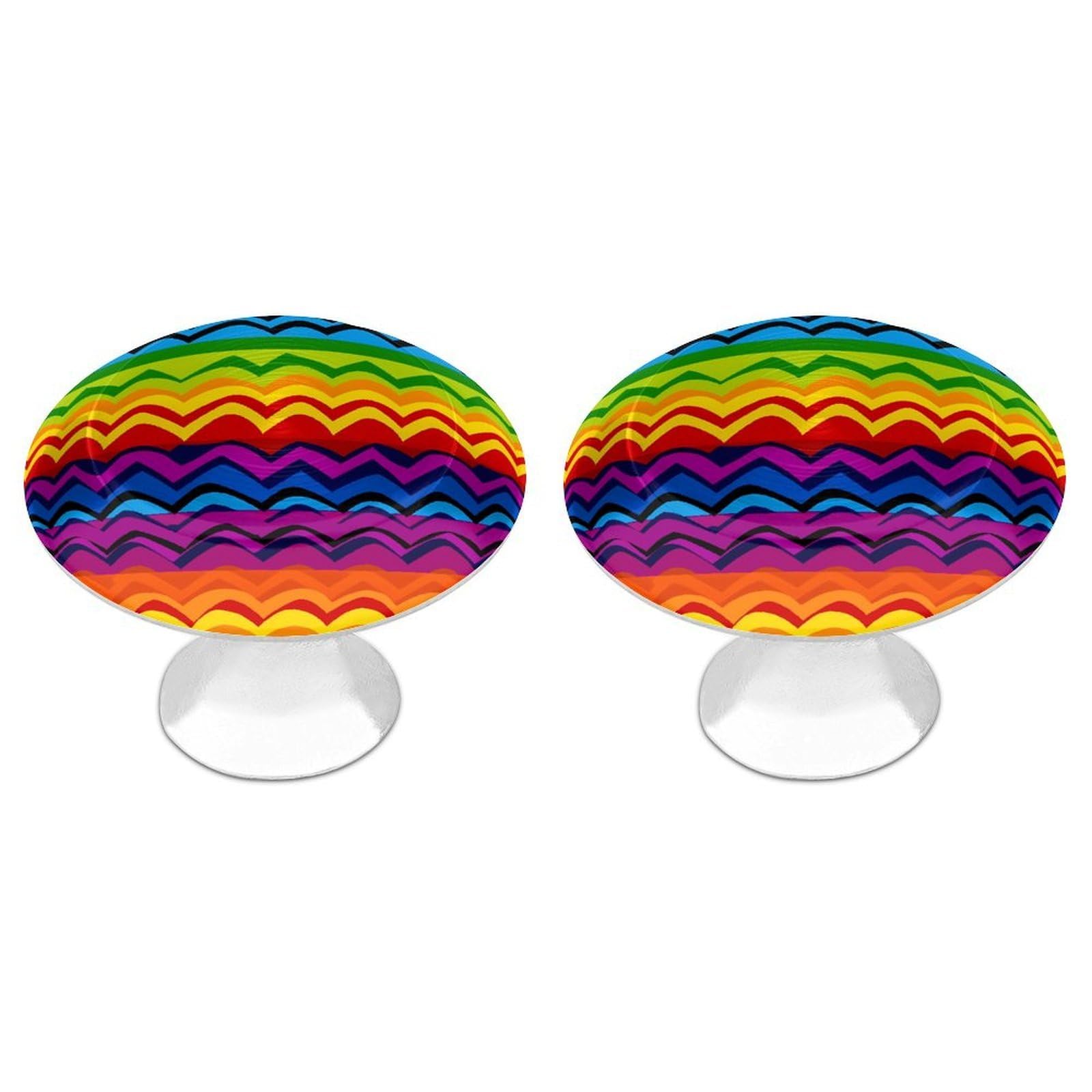 FekiLoot Gay Pride Rainbow Pattern1 Cabinet Knobs Personality Stainless Steel Round Drawer Handles Circle Modern Cabinet Handles Drawer Knobs for Kitchen Dresser Bathroom Cupboard Furniture